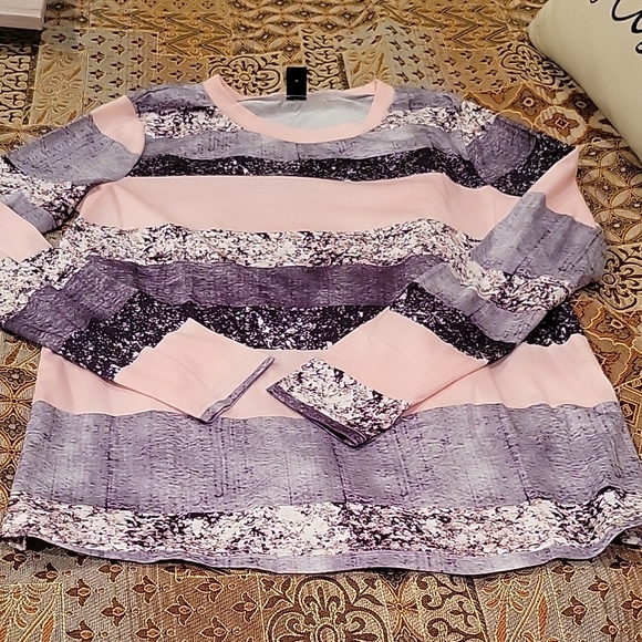 Striped Long Sleeve Top - Pink and Purple - Picture 1 of 3